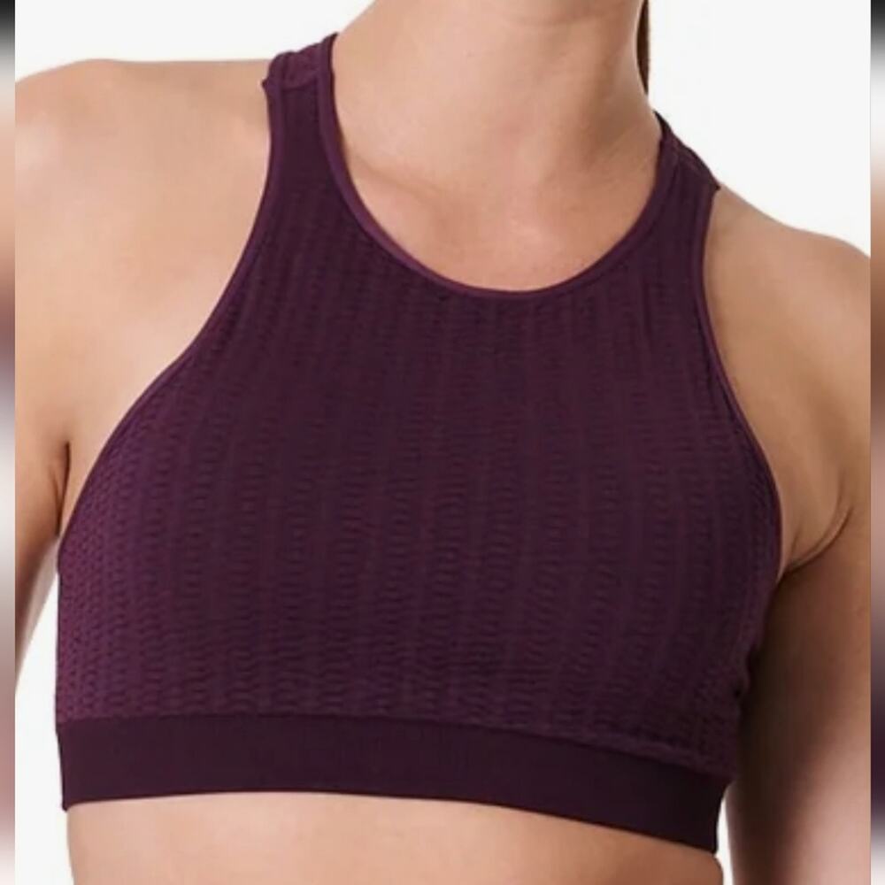 Nux NEW Sprint Racer T-/Racer-Back Athletic Textured Sports Bra Workout Top S
